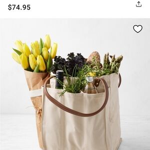Green market Tote with Brown Straps